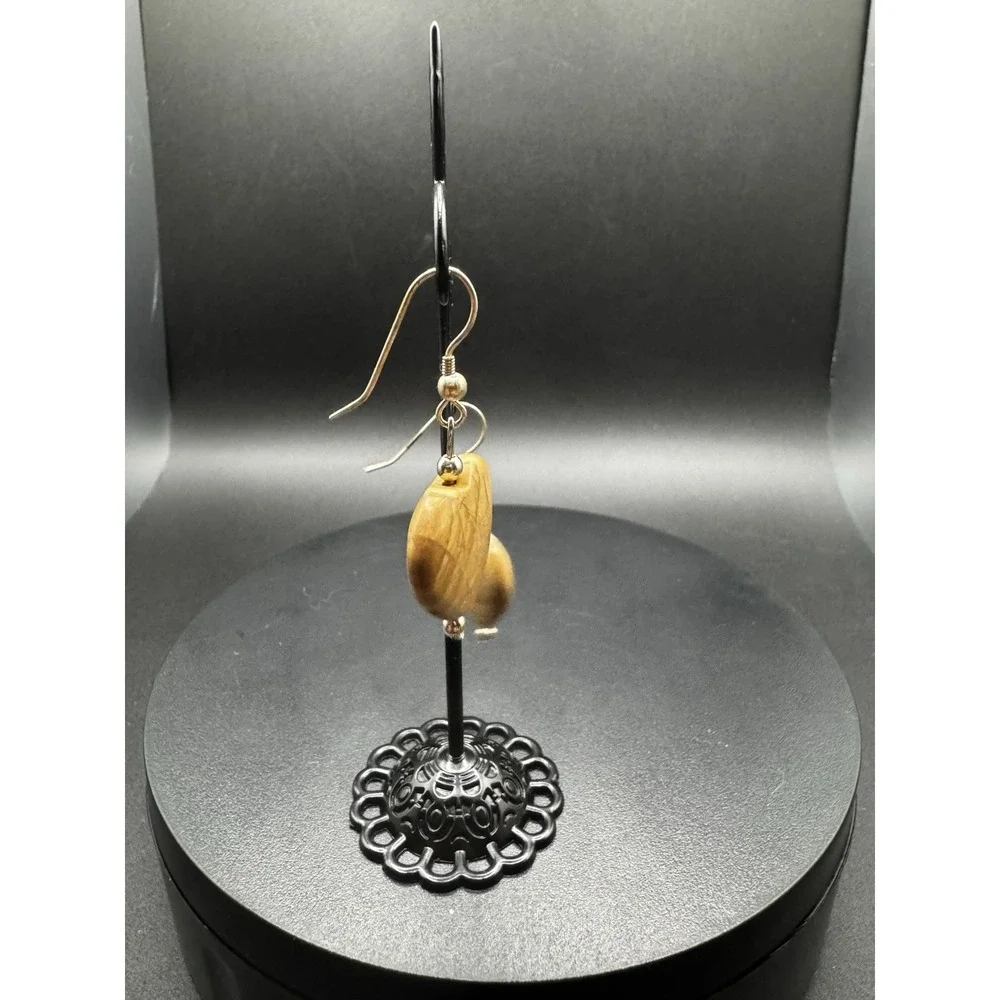 India Picture Jasper Heart Shaped Dangle Earrings‎